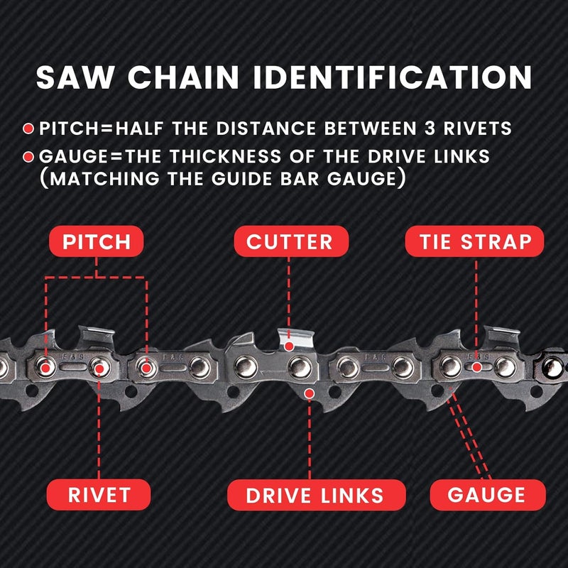 ES 3 Pack 16 Inch Chainsaw Chain 3/8" LP Pitch .043" Gauge 56 Drive Links Semi-Chisel Chain Saw Chains for Husqvarna, Poulan, Craftsman, Greenworks and More Chainsaw Brands - Image 3